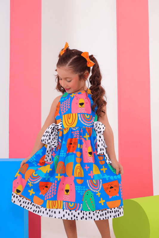 Blue Maria Dress for Girls, Ages 4-8 – Elegant and Comfortable, Ideal for Special Occasions and Everyday Wear